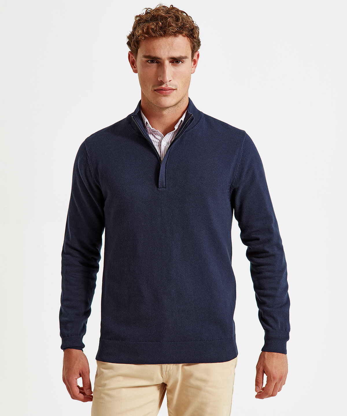 Men's cotton blend Â¬ zip sweater