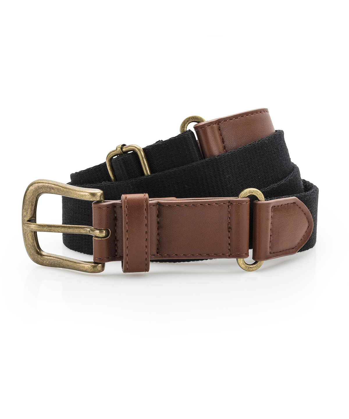 Faux leather and canvas belt