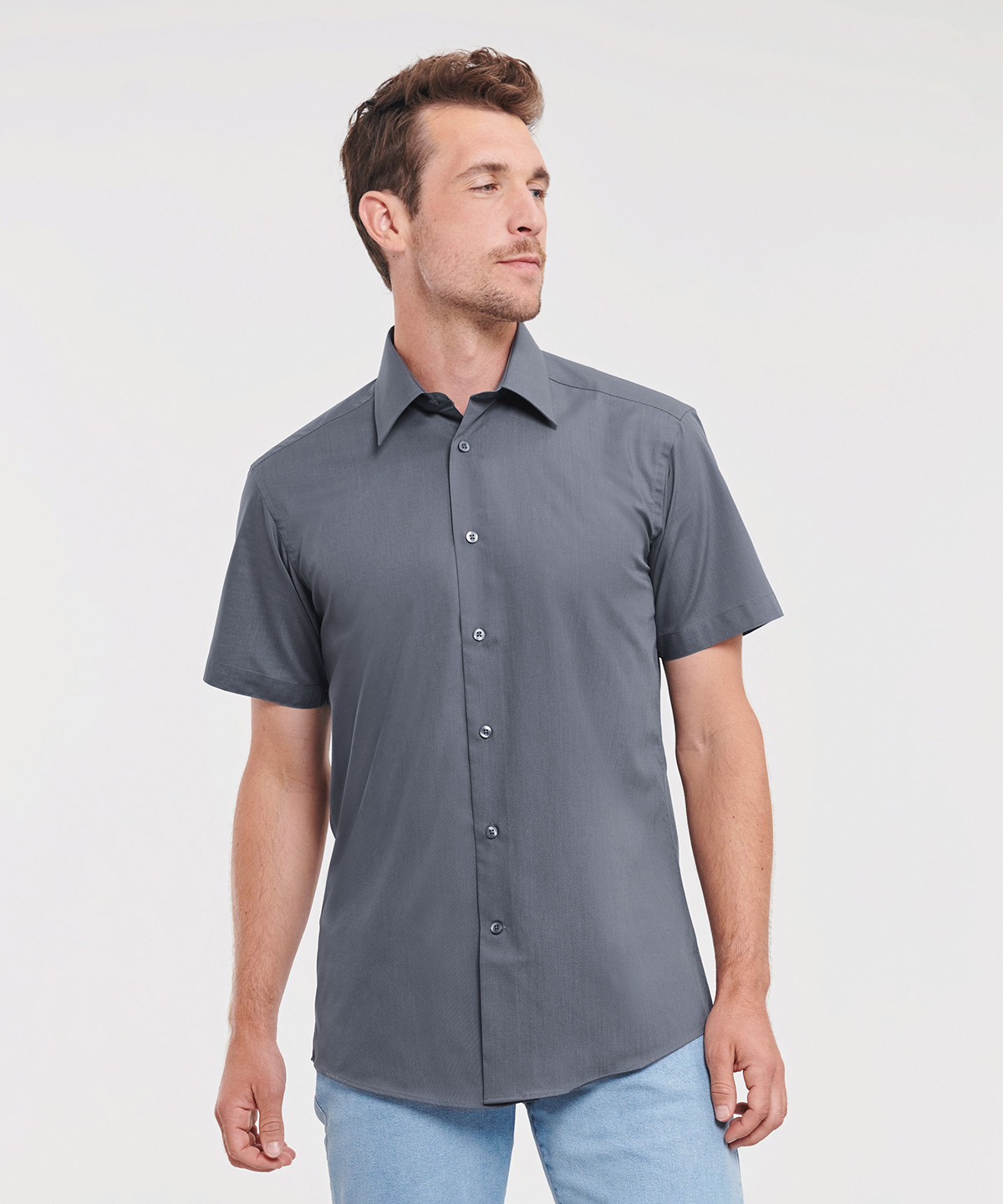 Short sleeve polycotton easycare tailored poplin shirt