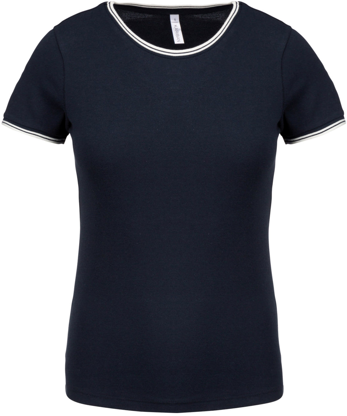 Ladies? piqu knit crew neck T-shirt