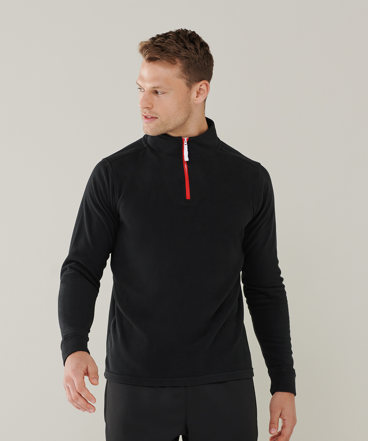 ¬ zip long sleeve fleece piped